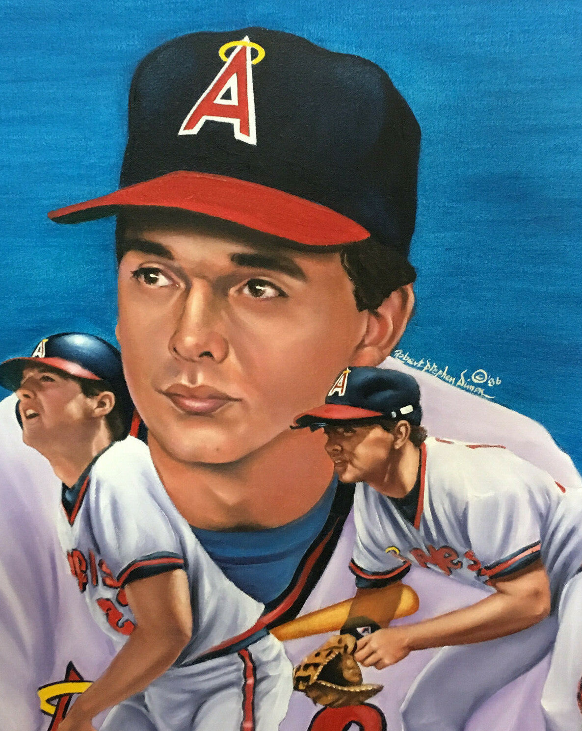 Robert Stephen Simon signed original Wally Joyner painting canvas auto COA 1/1.