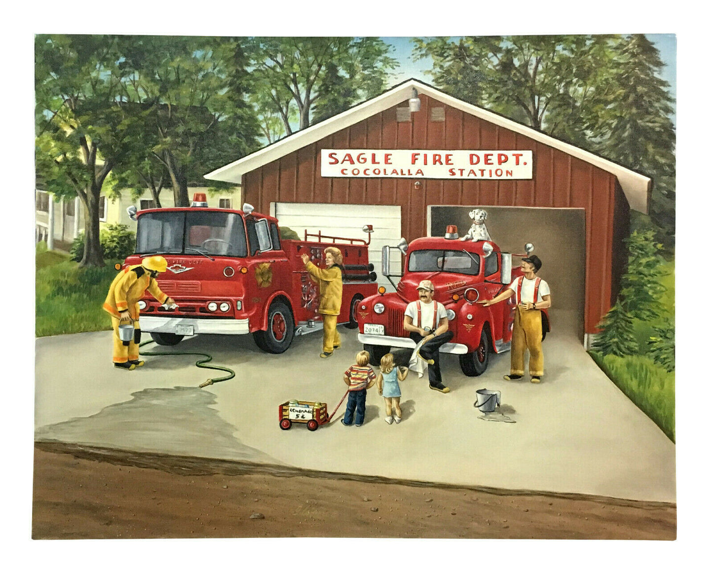 Sagle Fire Dept Cocolalla Station original Glenice signed oil painting auto 1/1