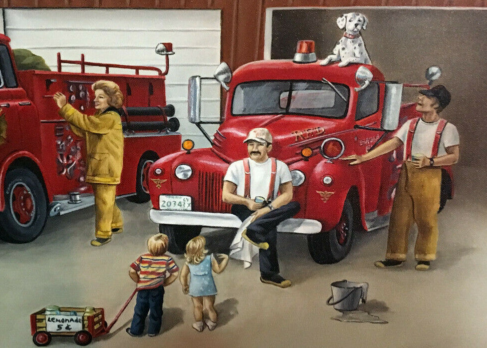 Sagle Fire Dept Cocolalla Station original Glenice signed oil painting auto 1/1