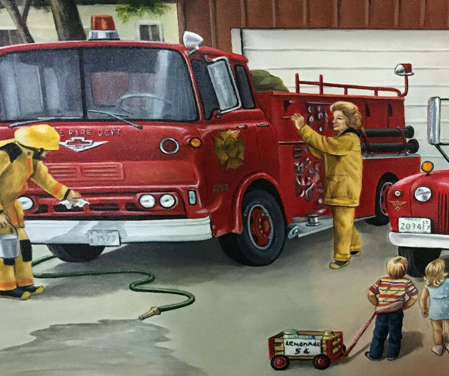Sagle Fire Dept Cocolalla Station original Glenice signed oil painting auto 1/1