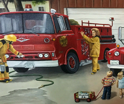 Sagle Fire Dept Cocolalla Station original Glenice signed oil painting auto 1/1