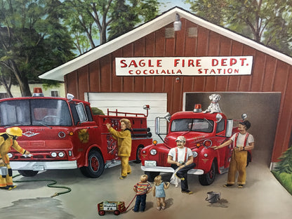 Sagle Fire Dept Cocolalla Station original Glenice signed oil painting auto 1/1