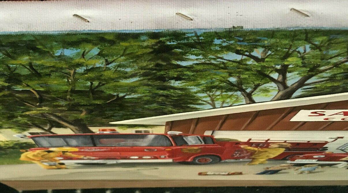 Sagle Fire Dept Cocolalla Station original Glenice signed oil painting auto 1/1