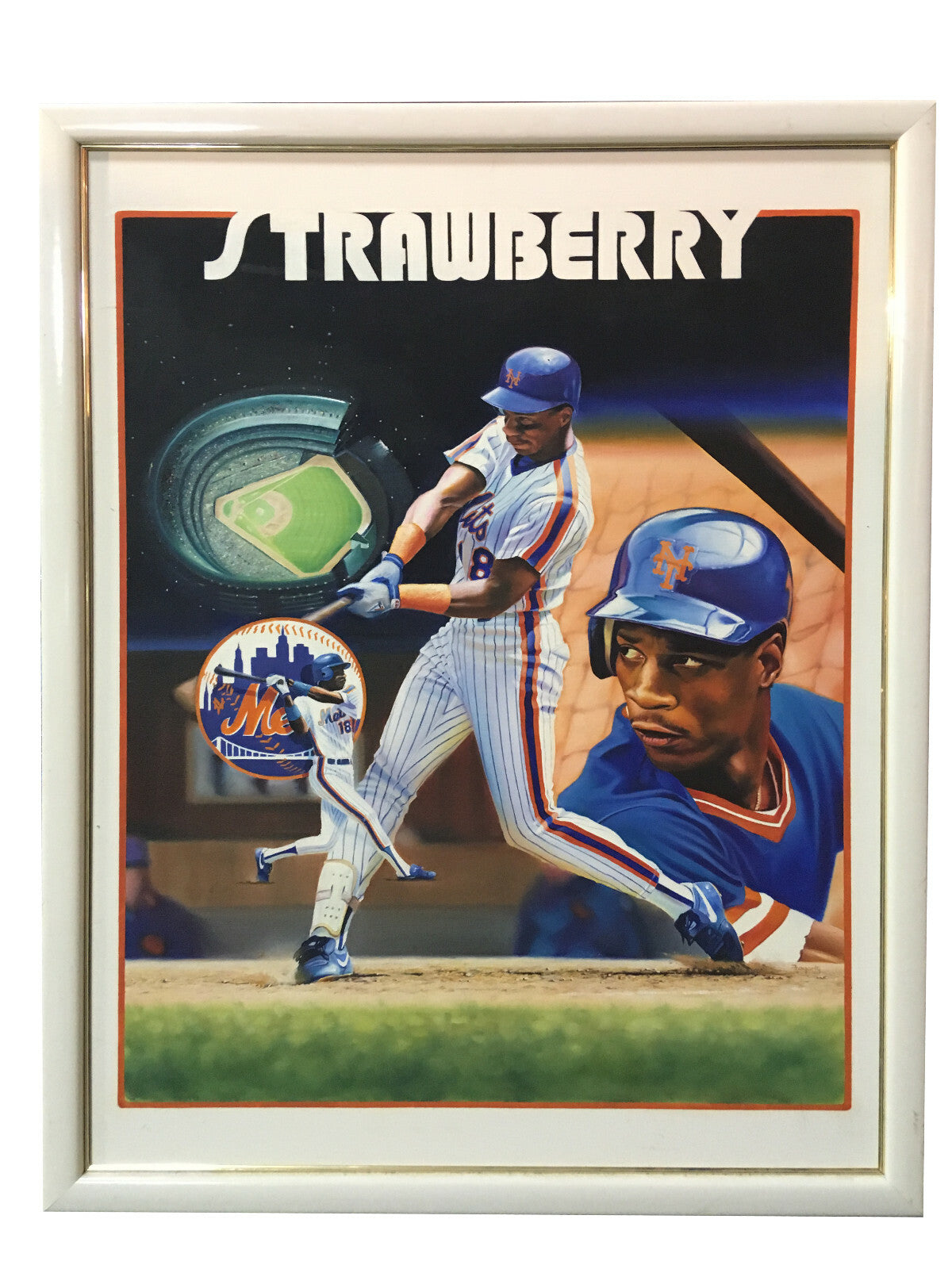 Terrence Fogarty signed Darryl Strawberry Painting canvas framed auto COA 1/1