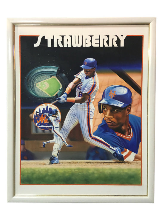 Terrence Fogarty signed Darryl Strawberry Painting canvas framed auto COA 1/1
