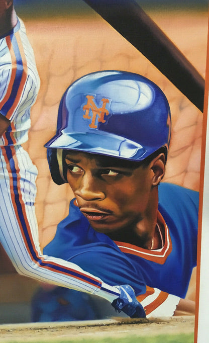 Terrence Fogarty signed Darryl Strawberry Painting canvas framed auto COA 1/1