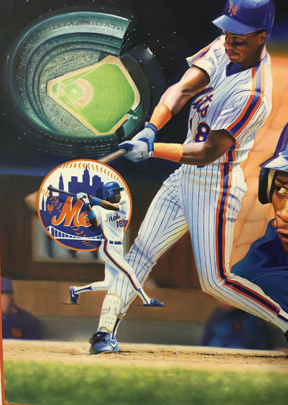 Terrence Fogarty signed Darryl Strawberry Painting canvas framed auto COA 1/1