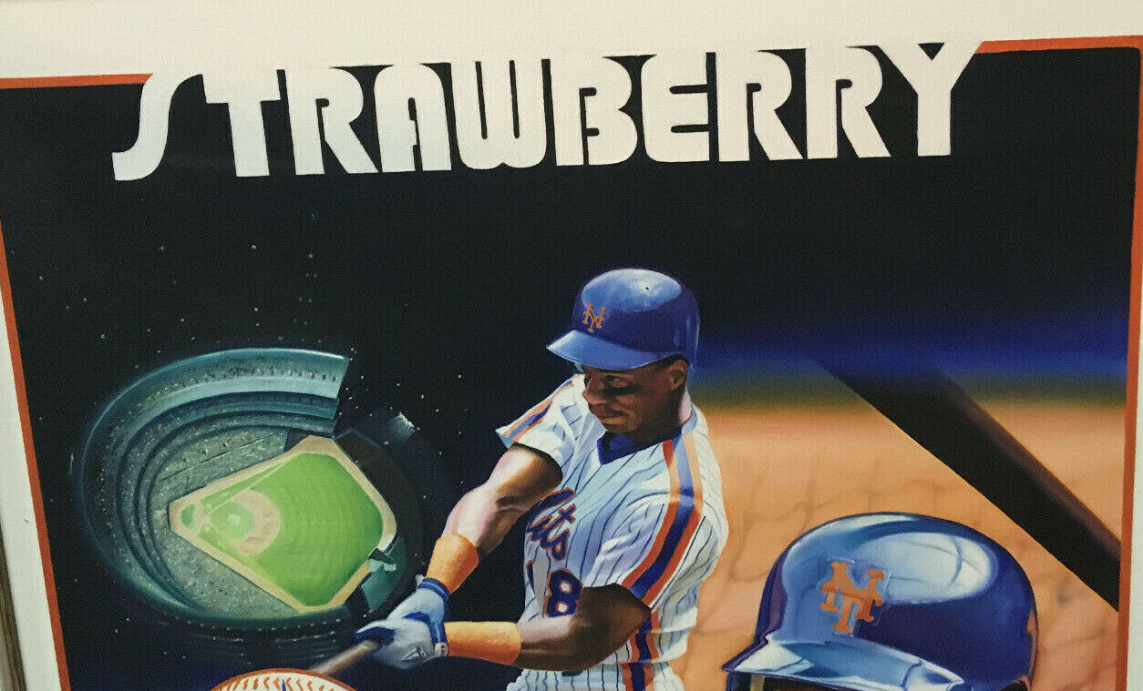 Terrence Fogarty signed Darryl Strawberry Painting canvas framed auto COA 1/1