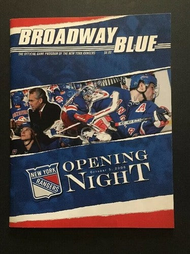 NY Rangers 2006 Opening Night Broadway Blue Program Lundqvist Jagr Media Notes