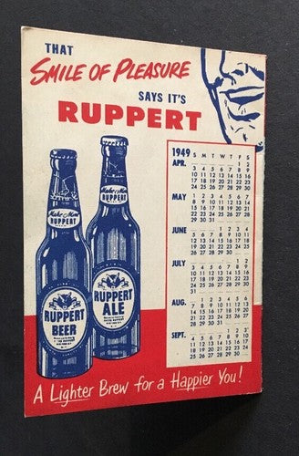 1949 ORIGINAL SCHEDULE CARD Boston RED SOX & BRAVES RUPPERT ALE BEER Rare Crisp