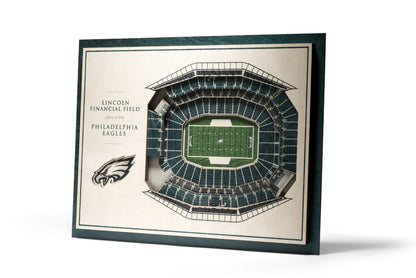 Philidelphia Eagles 5 Layer Lincoln Financial Stadium Views 13x17 3D Wood Sign