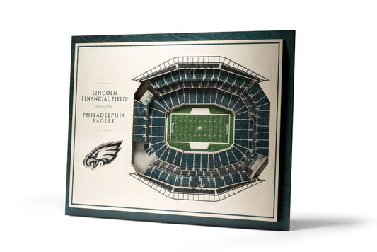 Philidelphia Eagles 5 Layer Lincoln Financial Stadium Views 13x17 3D Wood Sign