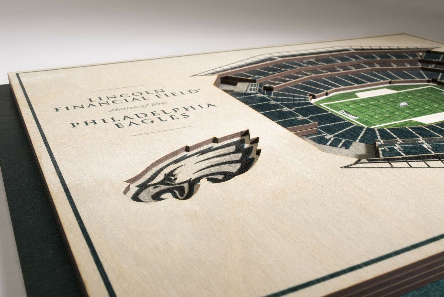 Philidelphia Eagles 5 Layer Lincoln Financial Stadium Views 13x17 3D Wood Sign