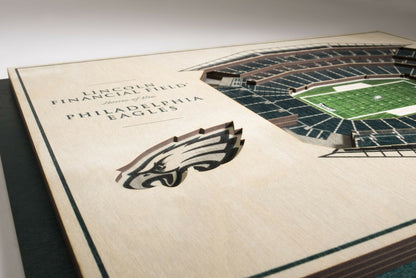 Philidelphia Eagles 5 Layer Lincoln Financial Stadium Views 13x17 3D Wood Sign
