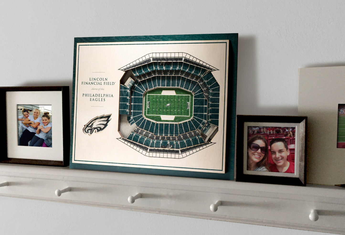 Philidelphia Eagles 5 Layer Lincoln Financial Stadium Views 13x17 3D Wood Sign