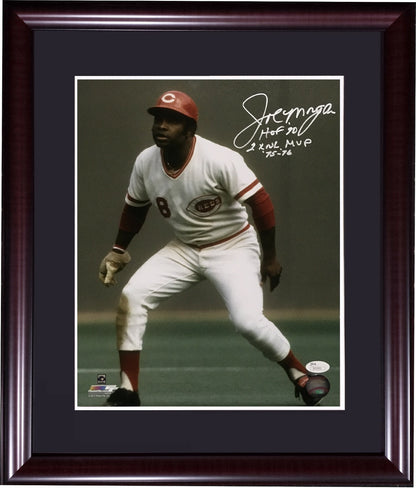 Joe Morgan signed 11x14 Stat photo HOF 90 2x NL MVP 75-76 framed Mint auto JSA