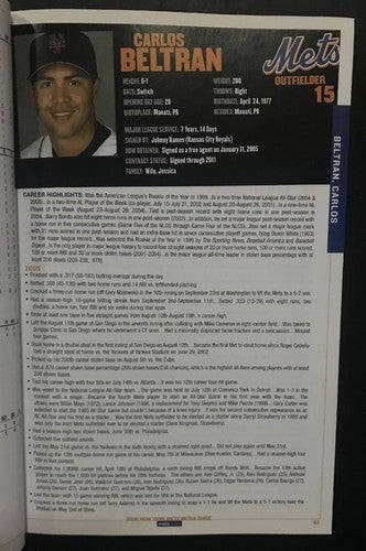2006 NL East Champion New York Mets Media   Guide Program David Wright Reyes