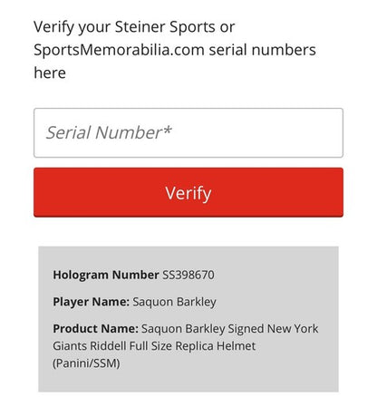 Saquon Barkley signed NY Giants FS Helmet Rookie auto ROY Panini Steiner COA