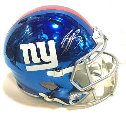 Saquon Barkley Giants ROY Signed FS Chrome helmet Rookie auto Steiner Panini COA