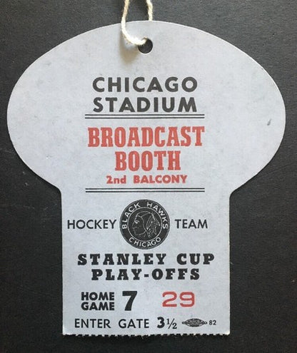 1970 71 Chicago Blackhawks Stanley Cup Playoffs Press Pass Ticket Game 7 Rangers