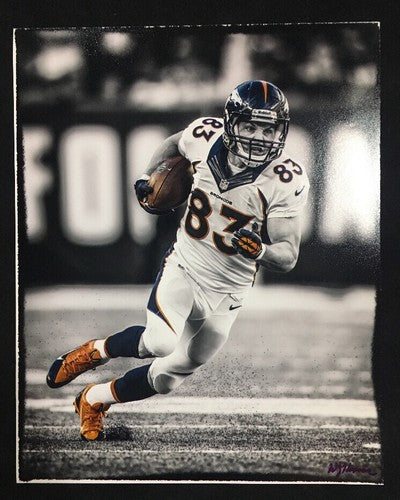 Wes Welker 11x14 Spotlight Photo Broncos #83 Signed Photographer WILLIAM HAUSER