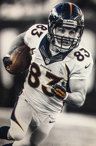 Wes Welker 11x14 Spotlight Photo Broncos #83 Signed Photographer WILLIAM HAUSER