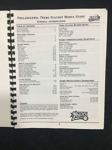 2001 NBA playoffs media Playoff guide Philadelphia 76ers Allen Iverson Rare