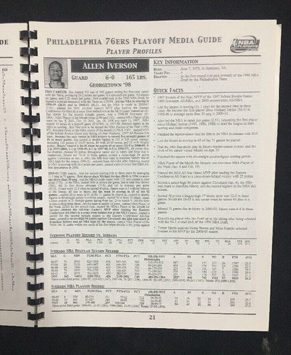 2001 NBA playoffs media Playoff guide Philadelphia 76ers Allen Iverson Rare