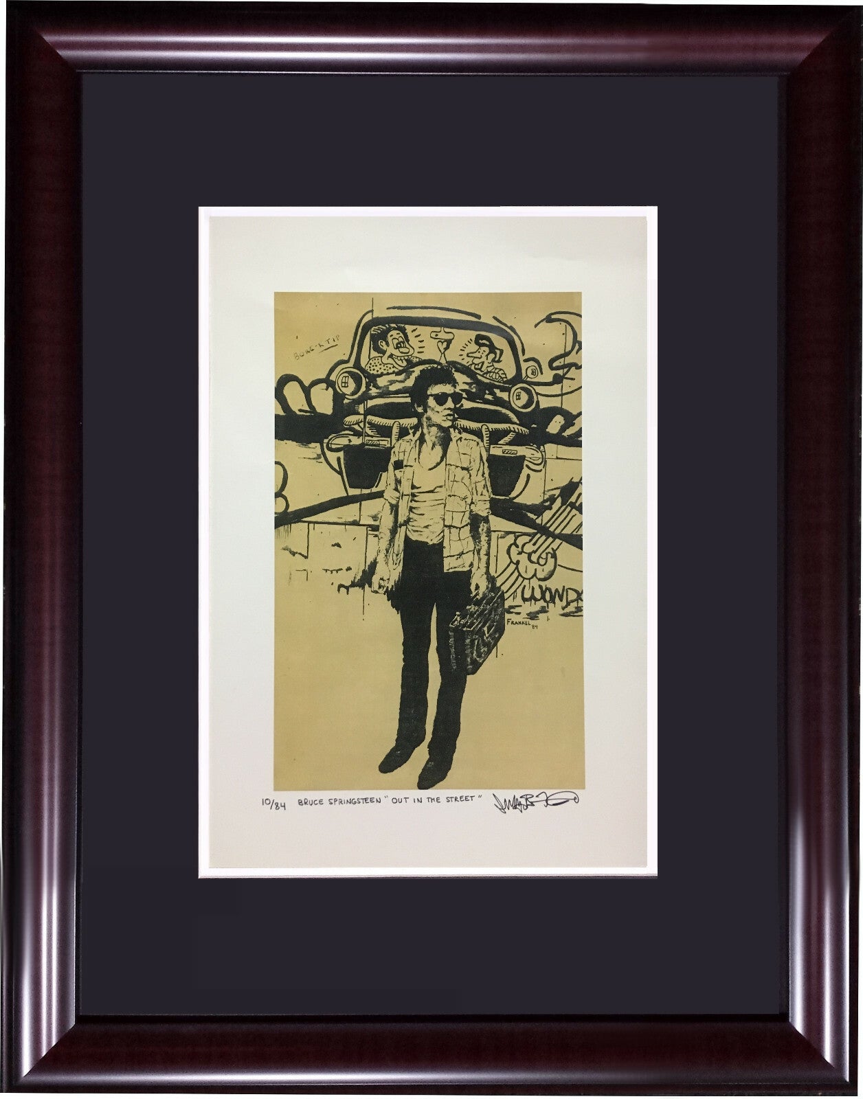 Jeff Frankel signed Bruce Springsteen Out In the Street Art framed auto COA /84