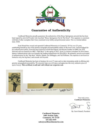Jeff Frankel signed Bruce Springsteen Out In the Street Art framed auto COA /84