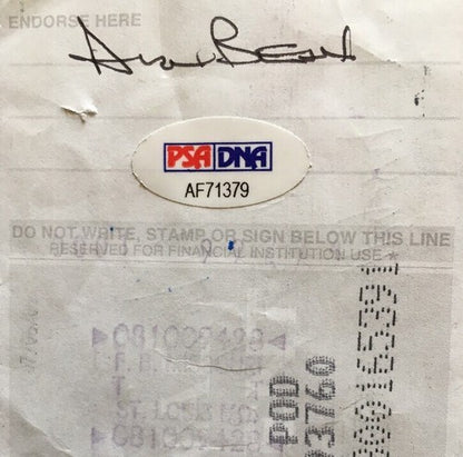 Alan Bean Signed Check Mint Autograph Moonwalker Apollo Psa Coa Cut