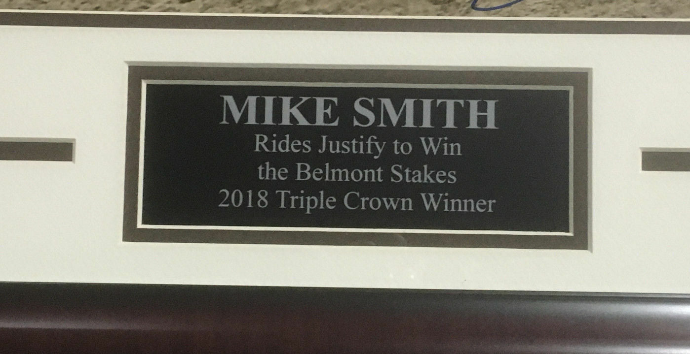 Mike Smith signed 16x20 Justify Triple Crown 2018 Photo Framed Auto Steiner COA