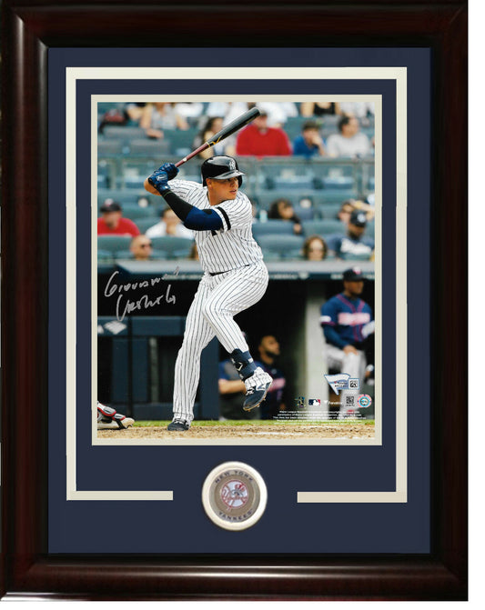 Giovanny Gio Urshela signed 8x10 photo framed Yankees coin auto Fanatics COA