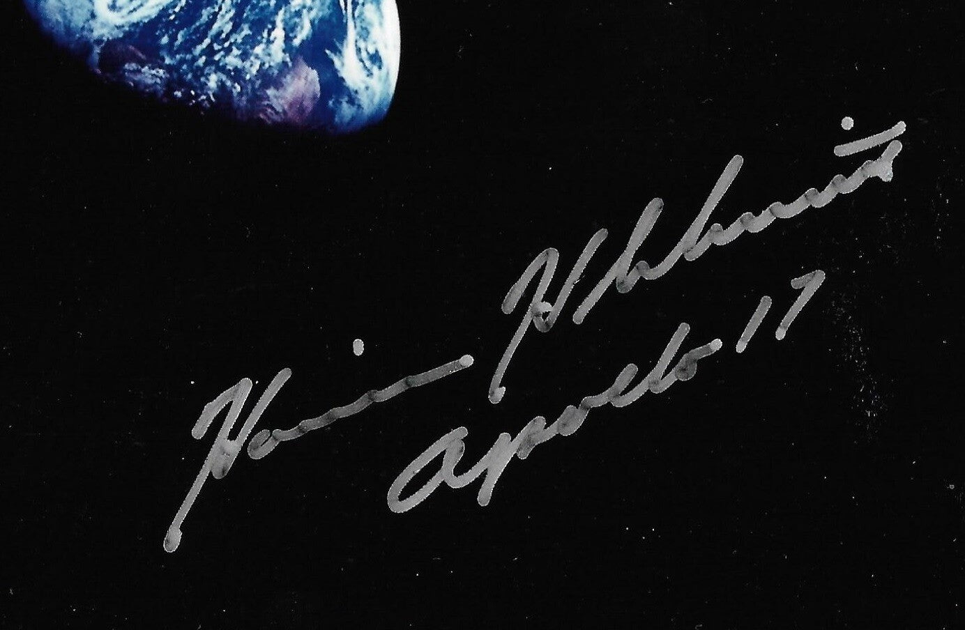 Apollo Astronauts signed Framed Moon photo Harrison Schmitt Edgar Mitchell PSA