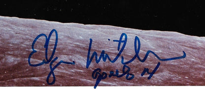 Apollo Astronauts signed Framed Moon photo Harrison Schmitt Edgar Mitchell PSA