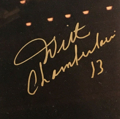 Wilt Chamberlain signed 16x20 photo 76’ers framed mint autograph Mounted Mm Coa