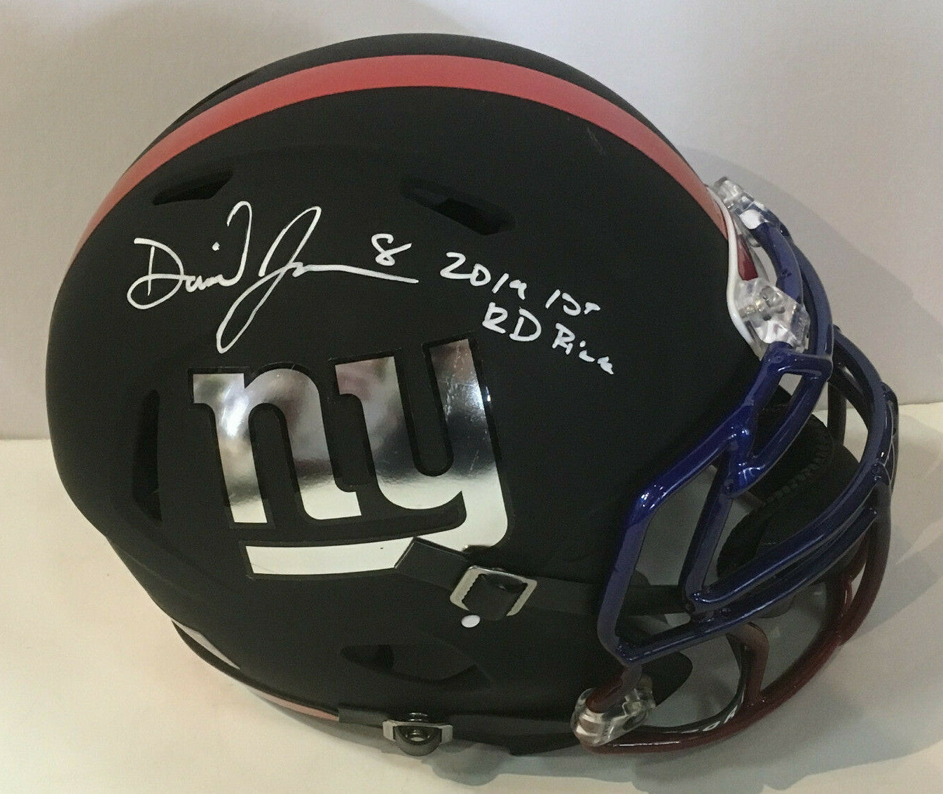 Daniel Jones Giants Signed Riddell Victor Pro helmet 2019 1st Rd Pick Auto BAS