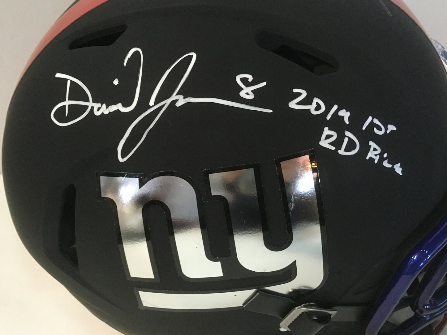 Daniel Jones Giants Signed Riddell Victor Pro helmet 2019 1st Rd Pick Auto BAS