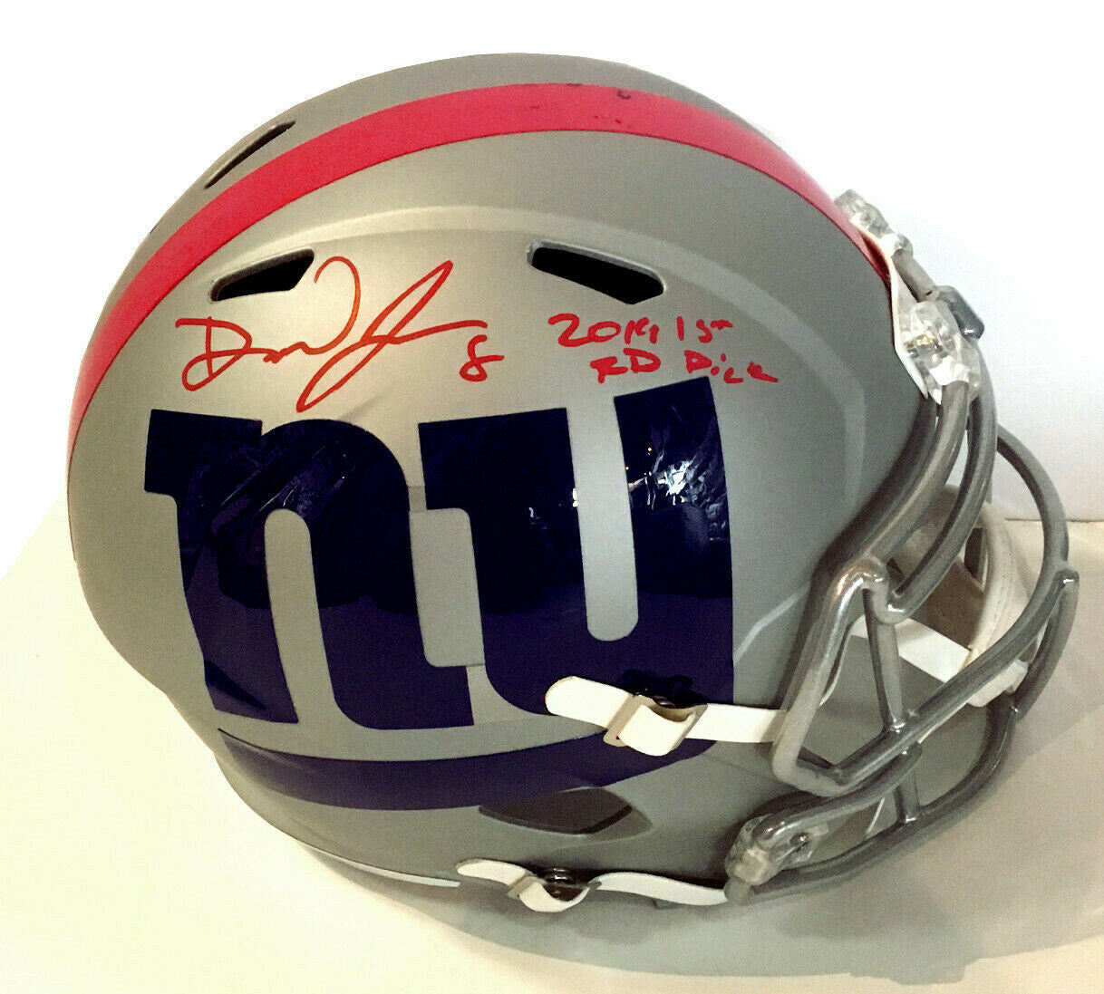 Daniel Jones Giants signed AMP Helmet FS 2019 1st Rd pick Rookie Auto BAS Coa