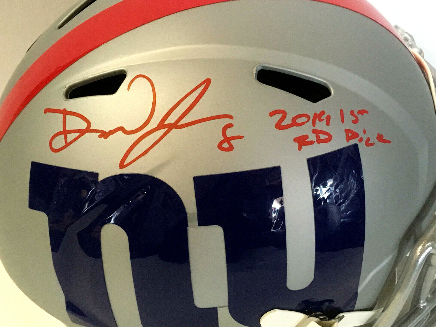 Daniel Jones Giants signed AMP Helmet FS 2019 1st Rd pick Rookie Auto BAS Coa