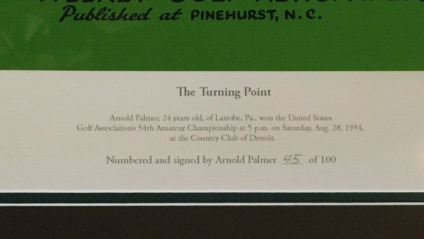 Arnold Palmer signed 1954 Turning Point Golf World Litho framed auto /100