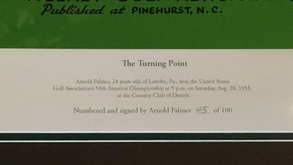 Arnold Palmer signed 1954 Turning Point Golf World Litho framed auto /100