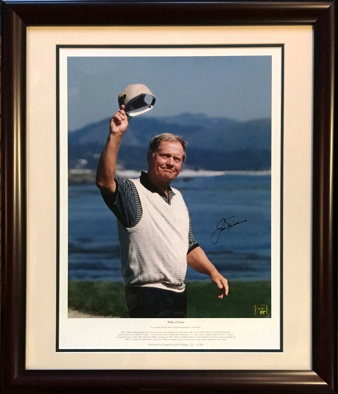 Jack Nicklaus signed Walk of Fame litho framed auto Golden Bear Holo COA /100