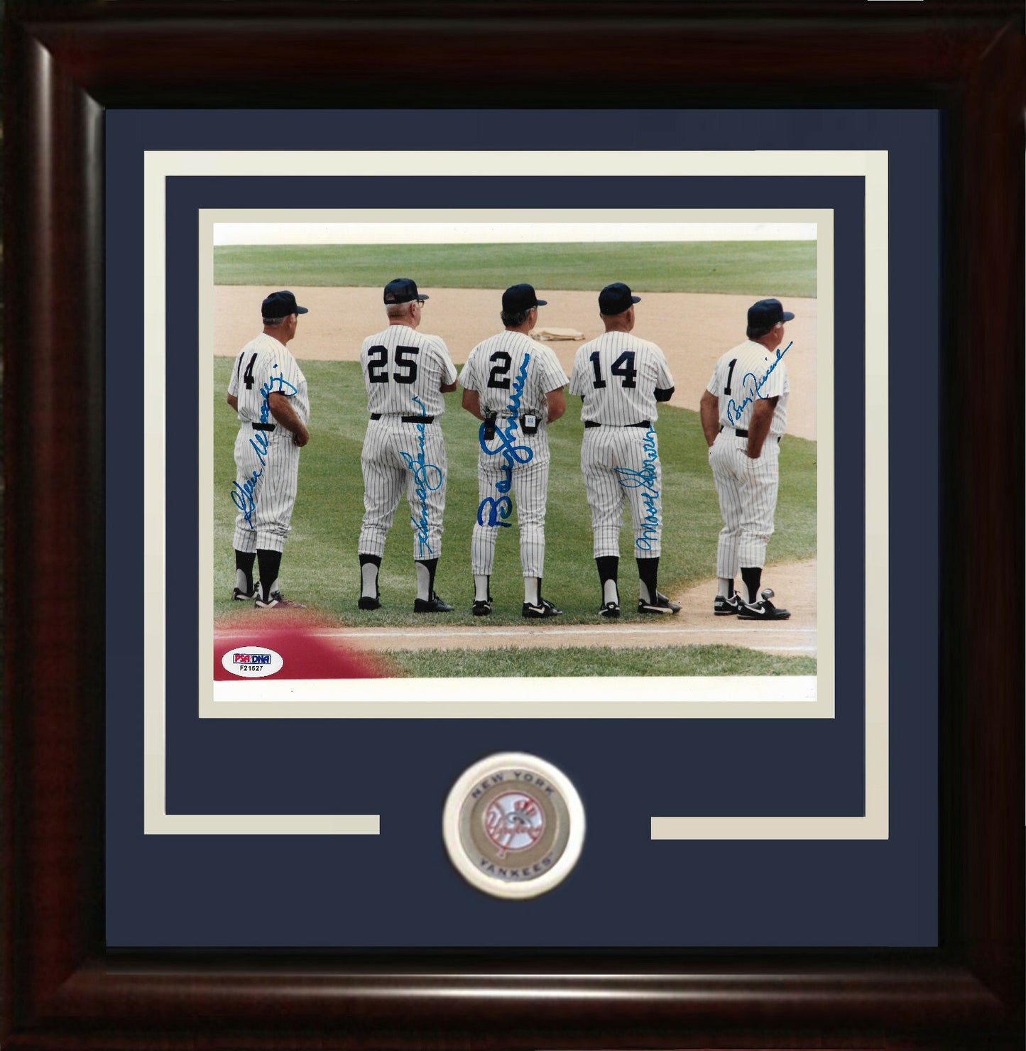 Yankees Old Timers Day signed 8x10 photo framed 5 auto Bobby Murcer PSA COA