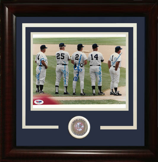 Yankees Old Timers Day signed 8x10 photo framed 5 auto Bobby Murcer PSA COA
