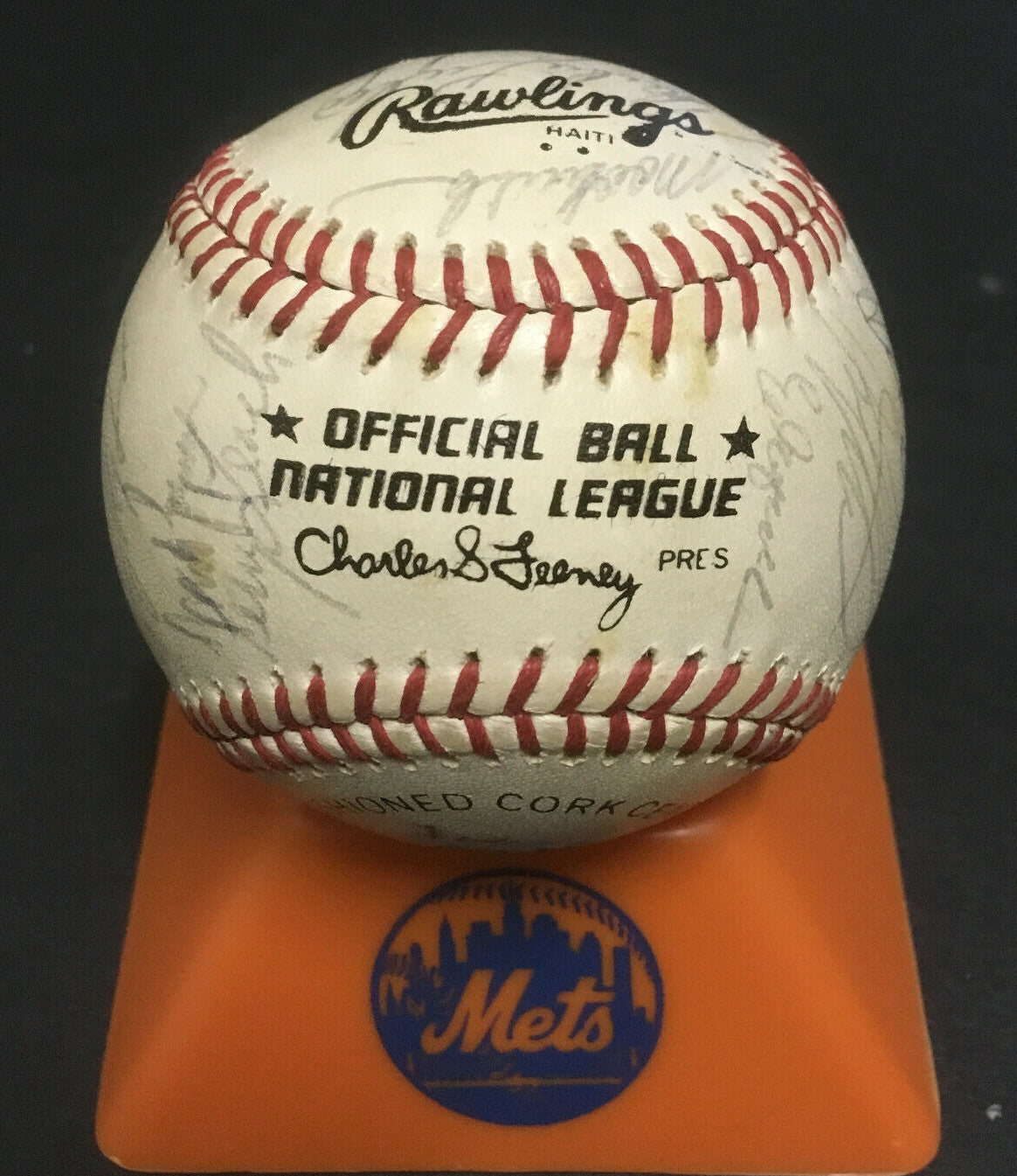 1982 NY Mets team signed NL Baseball 25 Auto George Foster Rusty Staub Cbm COA