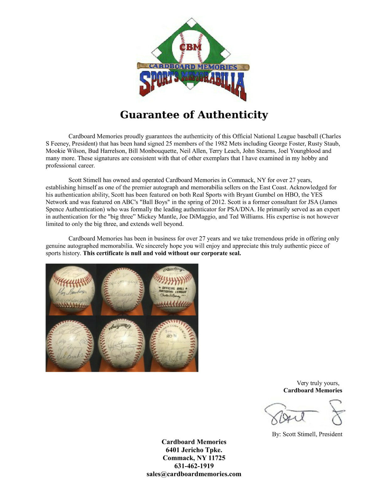 1982 NY Mets team signed NL Baseball 25 Auto George Foster Rusty Staub Cbm COA