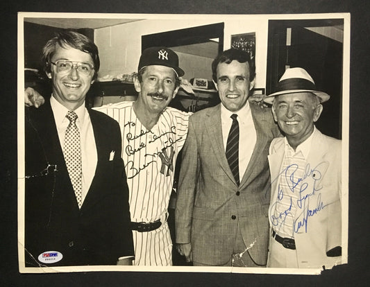 Billy Martin Danny Lawler signed 11x14 photo To Rudy Giuliani 2 auto RARE PSA