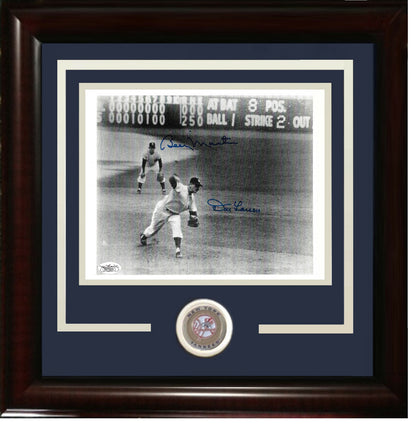 Don Larsen Billy Martin signed 8x10 1956 Perfect Game photo framed JSA LOA