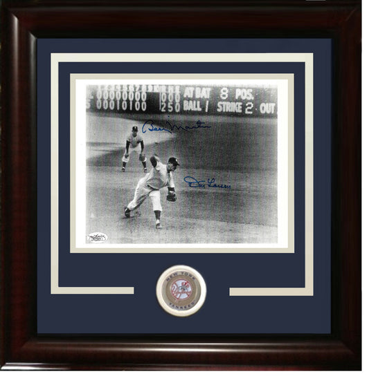 Don Larsen Billy Martin signed 8x10 1956 Perfect Game photo framed JSA LOA
